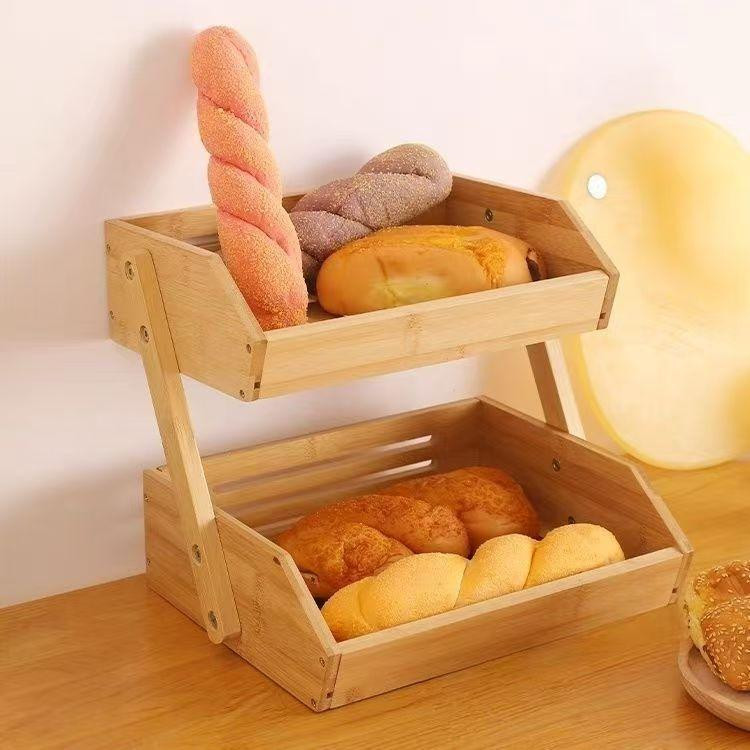 Кухонная этажерка,бамбуковая для фруктов и овощей,95 х 105 х 27 мм двухъярусная деревянная настольная полка Каменец-Подольский - изображение 2