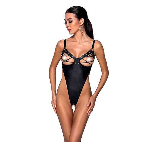 Боді з екошкіри Passion CELINE BODY XXL/XXXL, black, з доступом, відкритий Sex Aura Київ