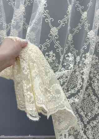 Тюль фатин с вышивкой и люрексом цвет молочный 1682т Киев