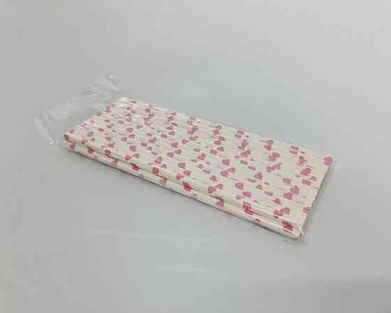 Соломка паперова трубочка 25шт серце рожева (1 шт) Харків