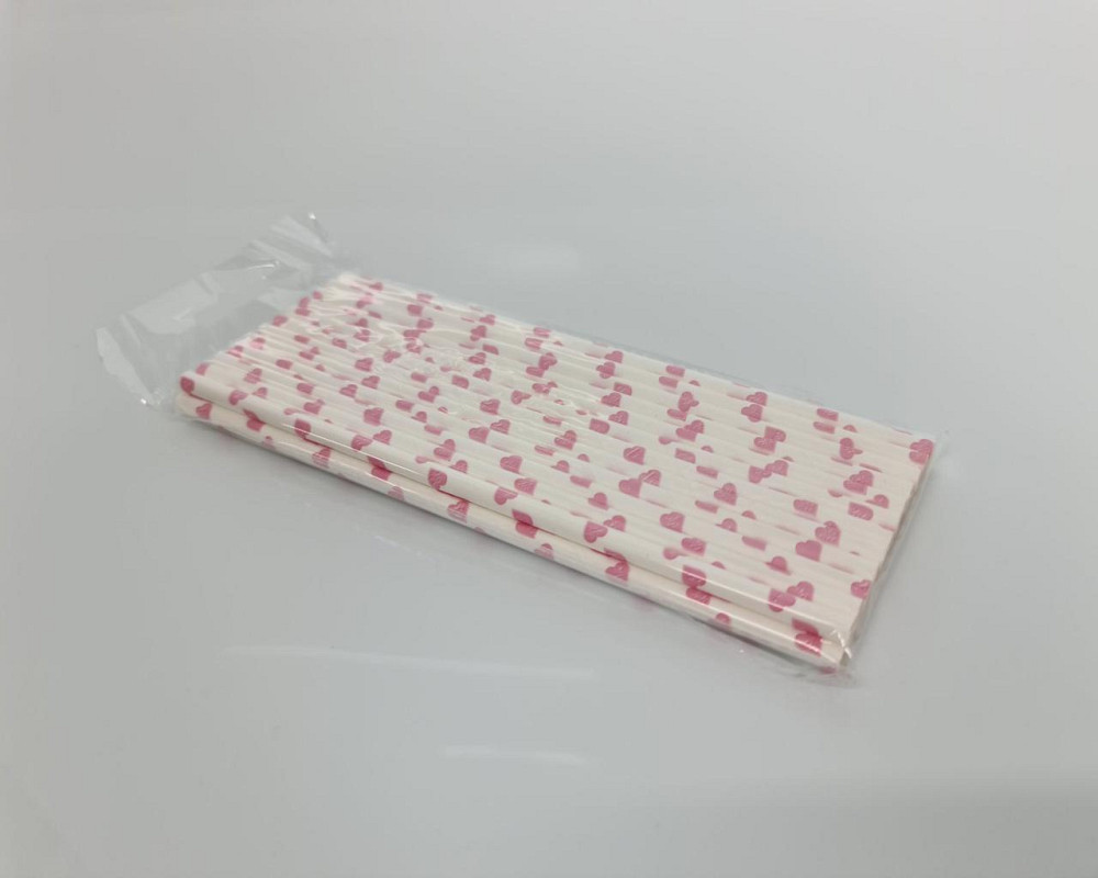 Соломка паперова трубочка 25шт серце рожева (1 шт) Харків - фото 3