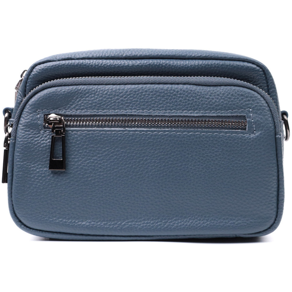 Оригинальная женская сумка с накладным карманом из натуральной кожи Vintage 22641 Синяя Киев - изображение 5