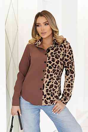 Елегантна блуза з леопардовим принтом "Sanna" | Норма і батал Шоколадний, 50-52 Київ