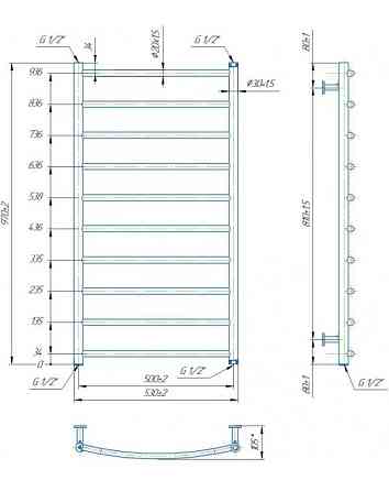 Водяной полотенцесушитель Mario INOX Класcик 970х530/500 Киев