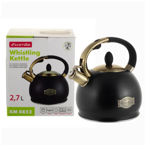 Чайник 2,7л нержавіюча сталь зі свистком з ручкою "soft-touch" (ручка:чорний) 852 KAMILLE Житомир - фото 7