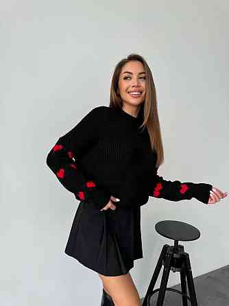 Жіночий стильний оверайз светр акрил/вовна Чорний Одеса