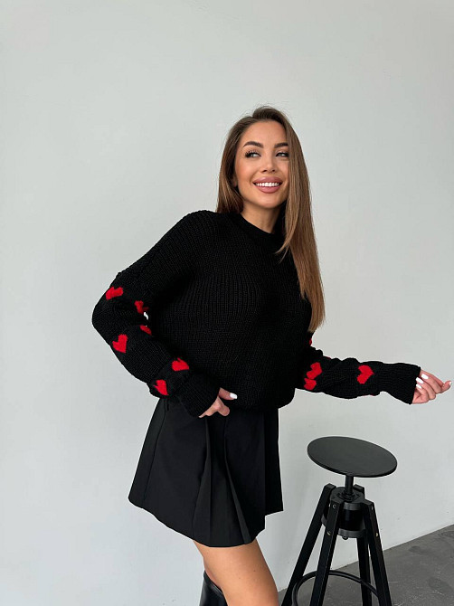 Женский стильный оверайз свитер акрил/шерсть Черный Одесса - изображение 6