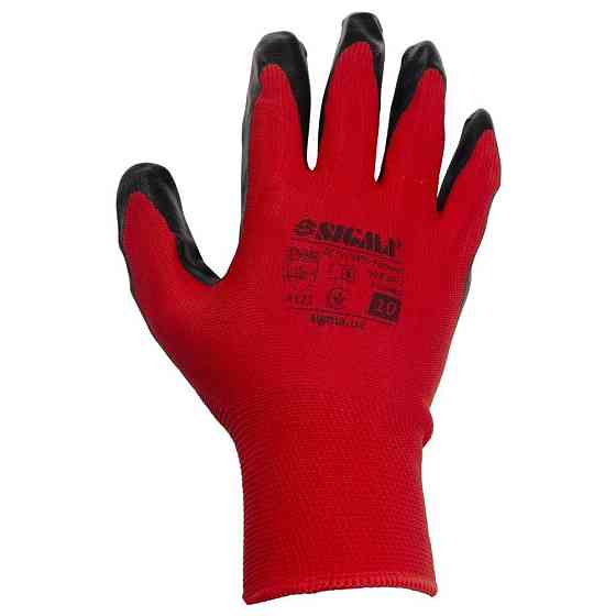 Рукавички трикотажні з частковим нітриловим покриттям р10 (червоно-чорні манжет) КРАТНО 12 парам SIGMA (9443471) Київ