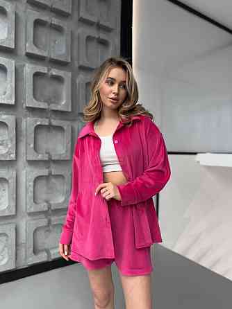 Жіночий стильний прогулянковий велюровий костюм-двійка Малина Одеса