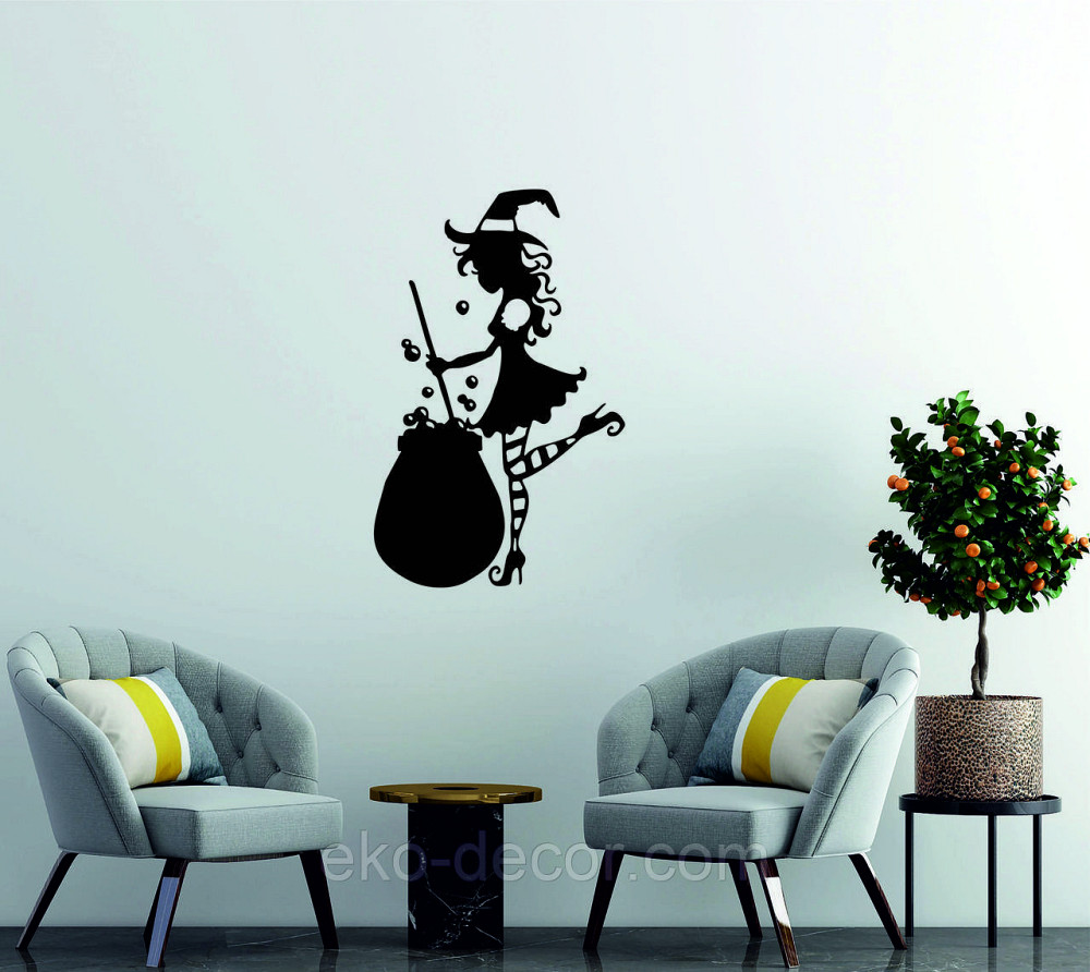 Декоративное настенное 3D Панно «Ведьма», Декор на стену с объемом 110*69 см, Черный Киев - изображение 3