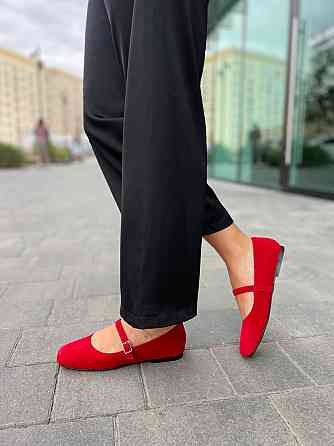 Балетки женские SEE SEVEN красные натуральная замша с квадратным носком размер 36-41 (1516) Коломыя