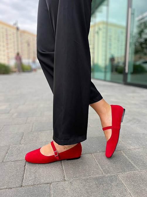 Балетки женские SEE SEVEN красные натуральная замша с квадратным носком размер 36-41 (1516) Коломыя - изображение 4
