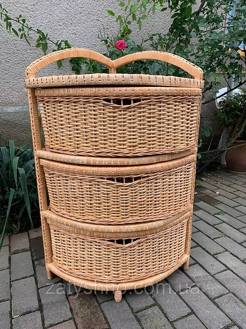 Кутовой комод плетеный из лозы  на 3 яруса натуральный Киев - изображение 4