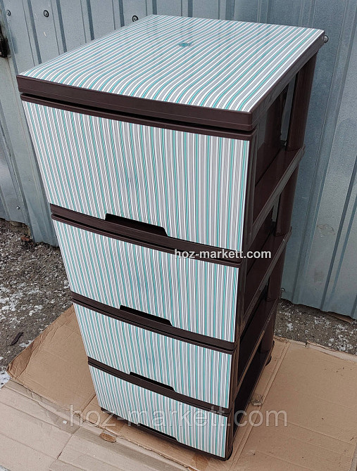 Комод пластиковий коричневий із бірюзовими смужками Харків - фото 6