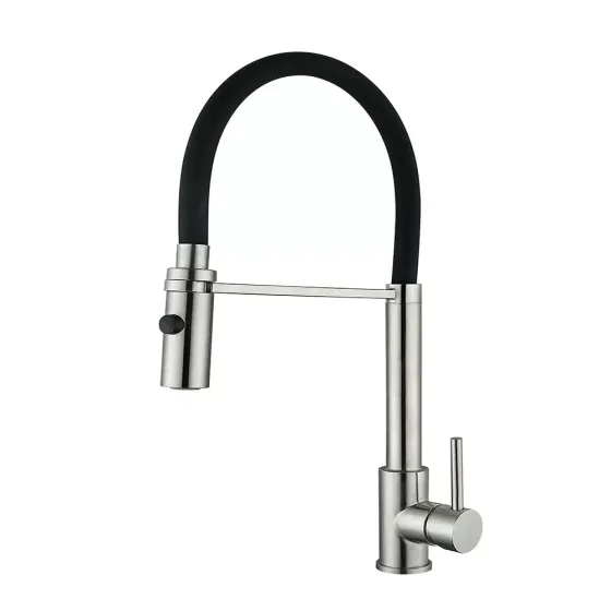 Смеситель для кухни с гибким изливом WEZER KIT4-01 сатин/черный Киев