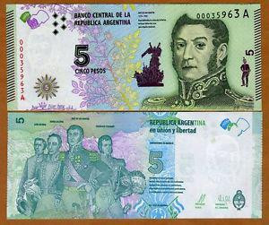 Аргентина / Argentina 5 Pesos (2015) Pick UNC Полтава - фото 1