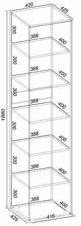 Пенал з полицями Ketrin К-2, Білий, 420/425/1880 Львів