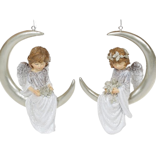 Декоративная подвеска Ангел на месяцы, 10.5*5*14.5см, 2 дизайна, цвет - шампань с серым Житомир