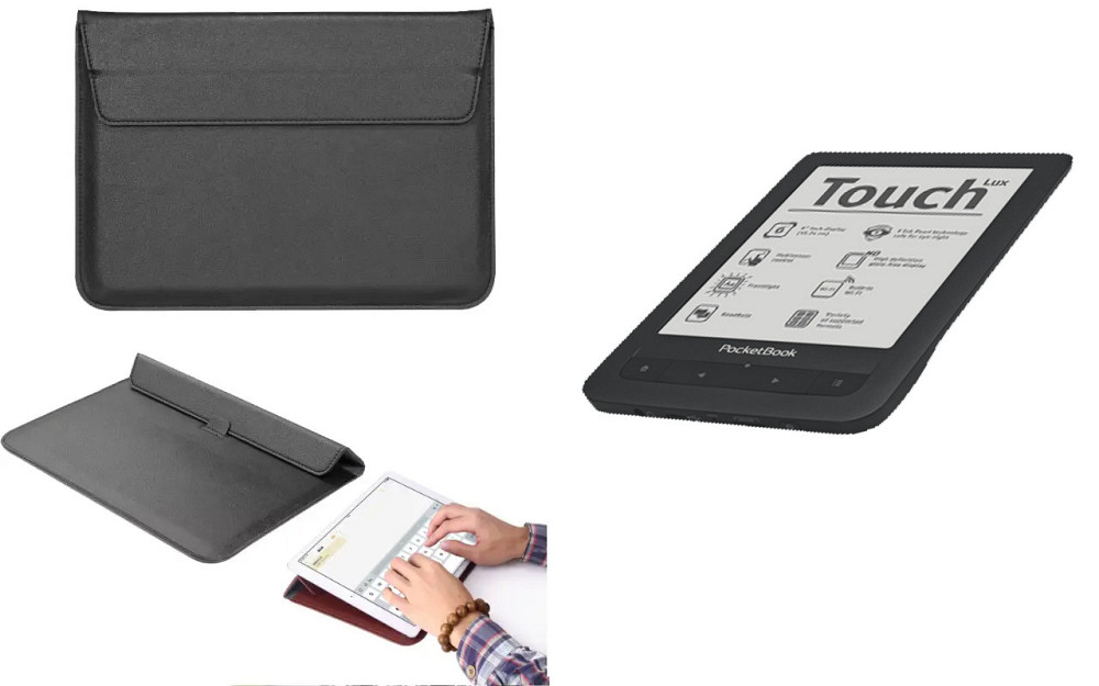 Чехол-конверт VitoCase для PocketBook Touch Lux 623, с функцией подставки для книги Черный Киев - изображение 1