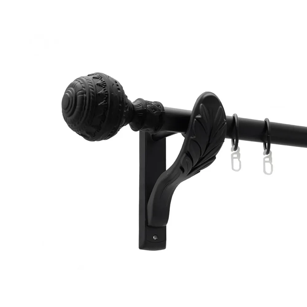 Карниз Orvit Арабеска металевий однорядний ретро гладка труба кільце металеве Чорний Оксамит 25 мм 160 см (00-00021387) Львів - фото 1