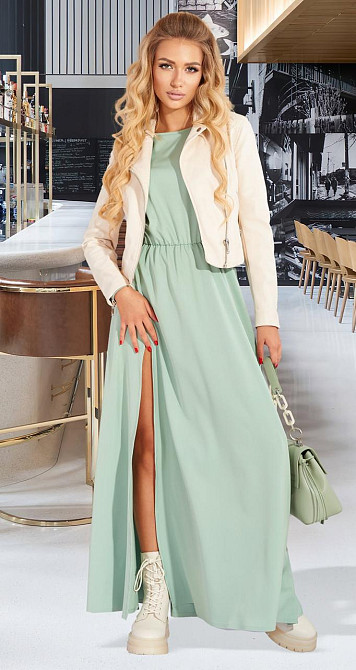 Шовкове довге жіноче плаття з розрізом Київ - фото 1