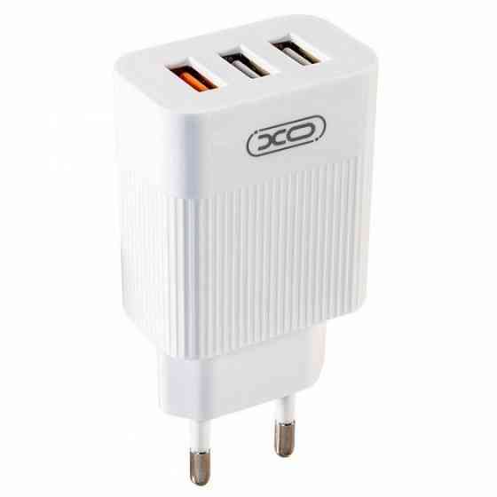 Сетевое зарядное устройство XO L72 QC3.0 3USB/3A с кабелем USB - Lightning Белый Каменец-Подольский