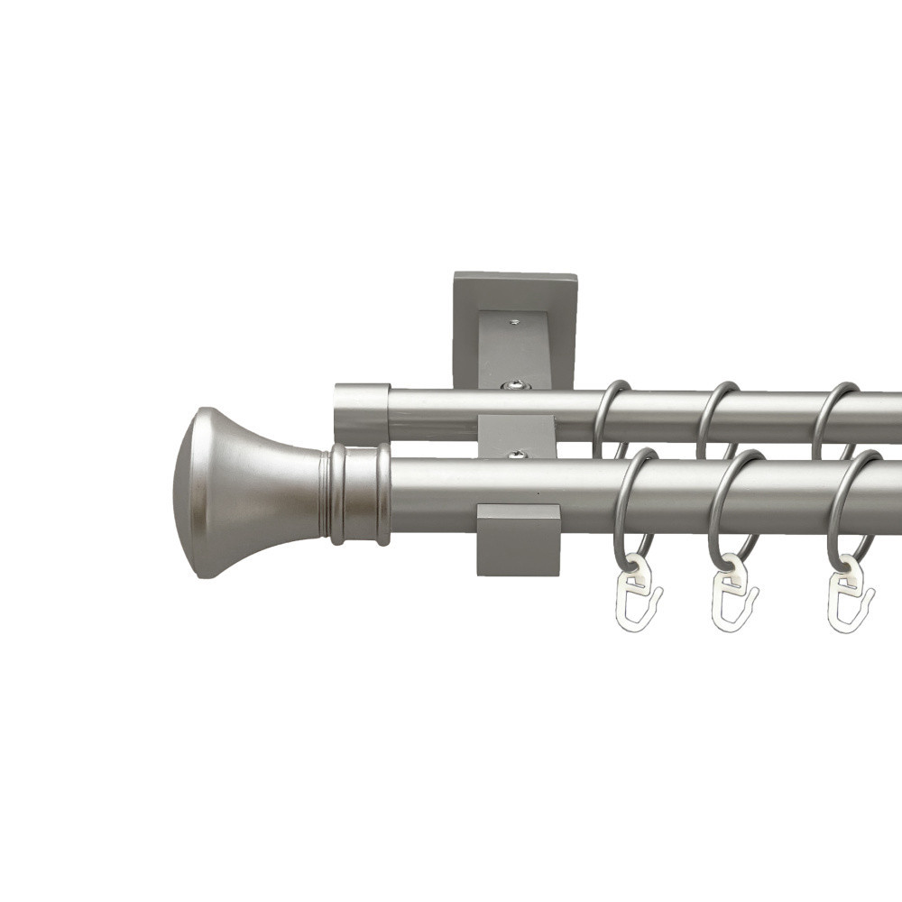 Карниз Orvit Люксор металевий дворядний техно гладка труба кільце металеве Сатин 25\19 мм 240 см (00-00026399) Львів - фото 1
