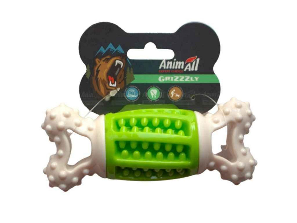 Іграшка для собак Кістка-зубочистка (14,2х5,7х4,7см), green/white AGrizZzly 9918 ТМ ANIMALL Київ - фото 1