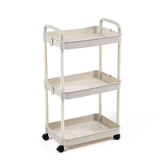 Этажерка мобильная трехъярусная универсальная пластиковая 41х25х72см Слоновая кость SW-00002435 Днепр