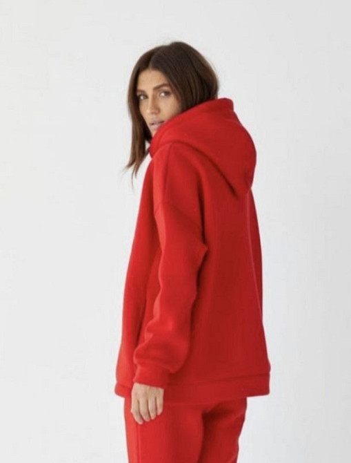 Женское худи на флисе батал Красный 2XL/3XL Харьков - изображение 2