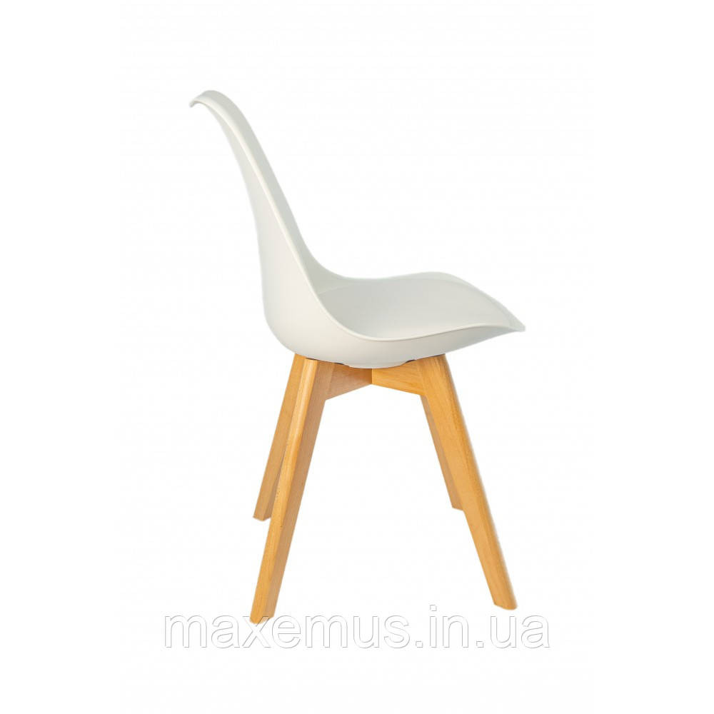 Кресло кухонное Bonro B-487 табурет на ножках дерево бук в гостинную стул с мягким сидением в офис белый Мостиська - фото 3