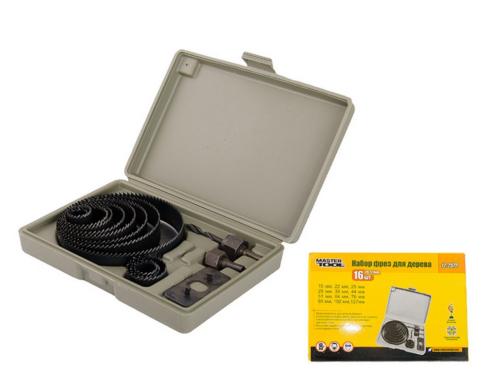 Набір фрез для дерева MASTERTOOL 19-127 мм 16 шт 12-2572 Ровно - изображение 1