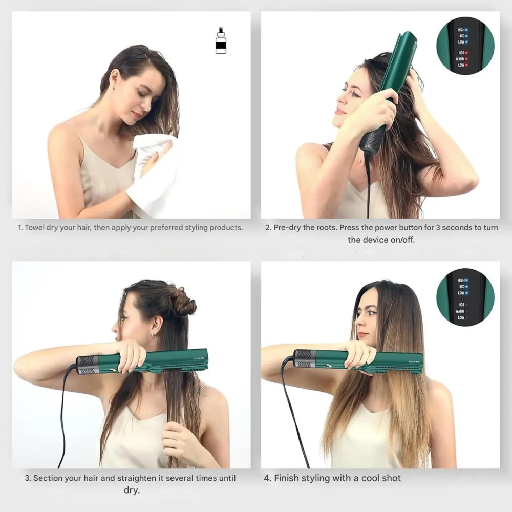 Випрямляч для волосся PARWIN PRO BEAUTY, іонний випрямляч та стайлер для вологого та сухого волосся, професійний повітряний Київ - фото 7