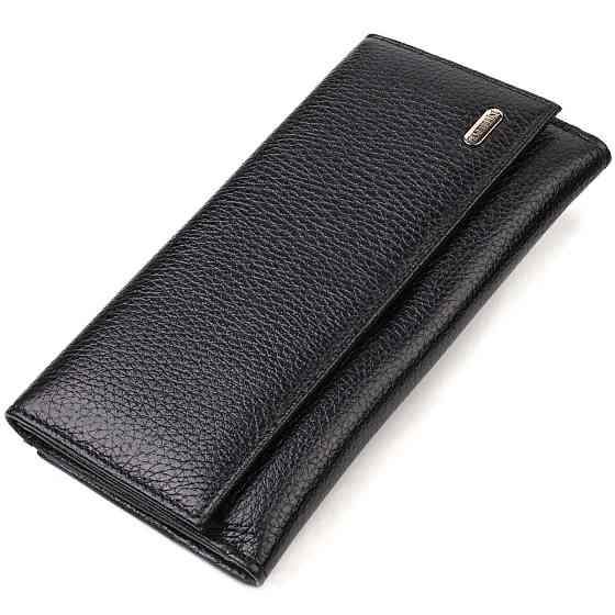 Уникальное портмоне унисекс из натуральной мелкозернистой кожи CANPELLINI 21856 Черное Киев