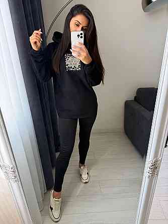 Жіночий теплий костюм-двійка: кофта та лосини двосторонній Polar Фліс + дайвінг на флісі Чорний, 42/44 Одеса