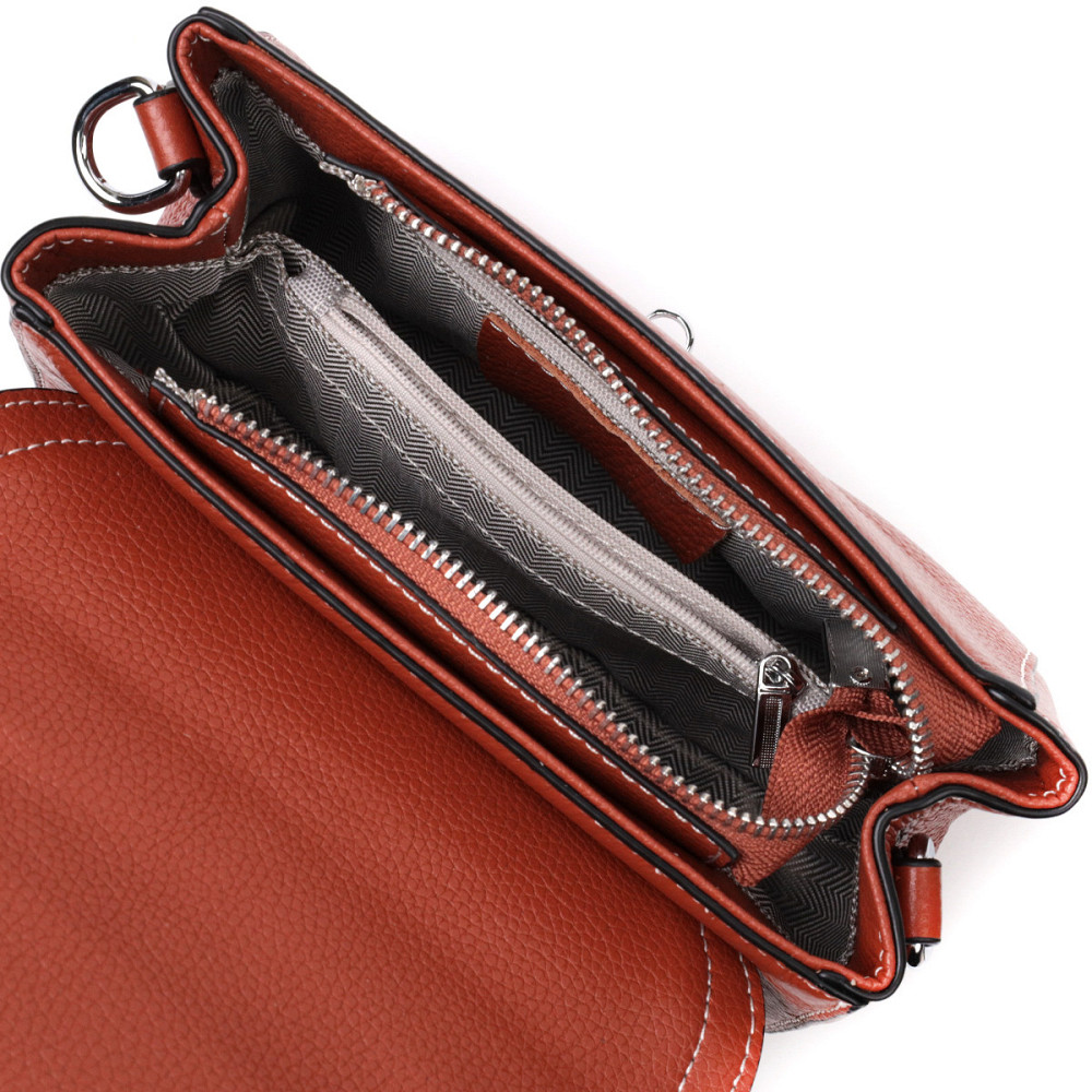 Сумка из натуральной кожи с интересной защелкой Vintage 22417 Коричневая Киев - изображение 7