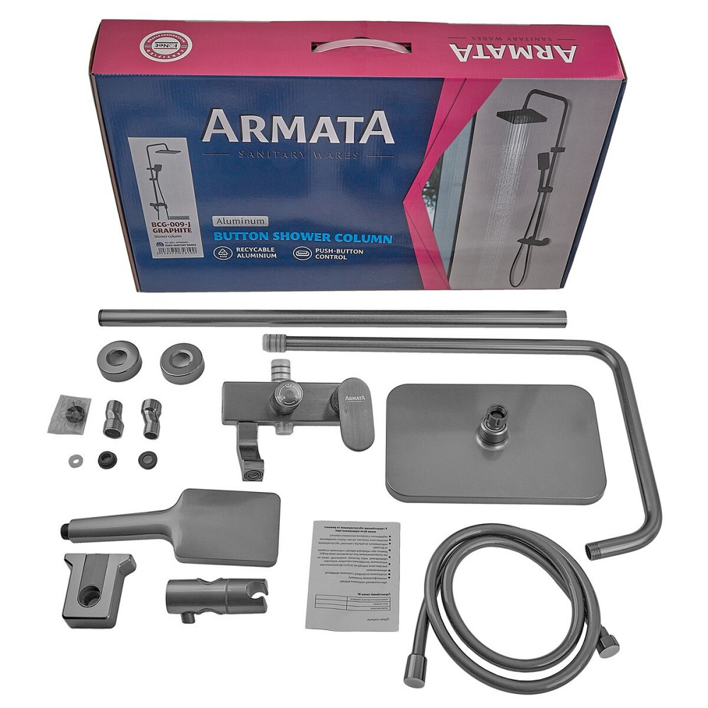 Душевая колонна со смесителем из алюминия ARMATA BCG-009-J, 3 режима (CH6559) Киев - изображение 5