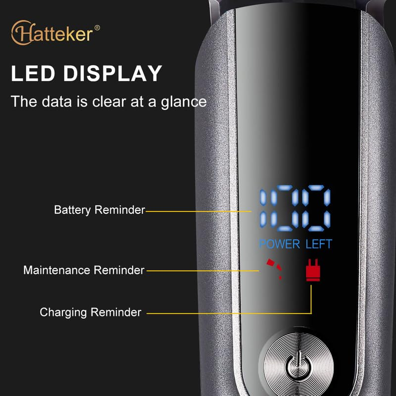 Машинка для стрижки волос HATTEKER HT-621 12 в 1, профессиональный триммер для волос, бороды, тела, носа и ушей, LED-дисплей Киев - изображение 7