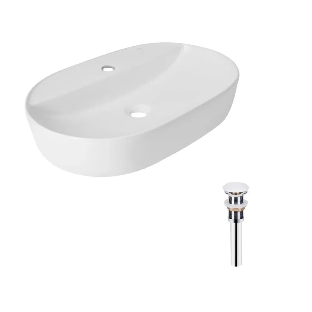 Комплект Qtap Scorpio: Раковина накладная овальная 600х400х120 мм White + Донный клапан PU02 Киев - изображение 8