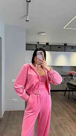 Женский стильный повседневный костюм тройка велюр плюш Барби, 42/44 Одесса