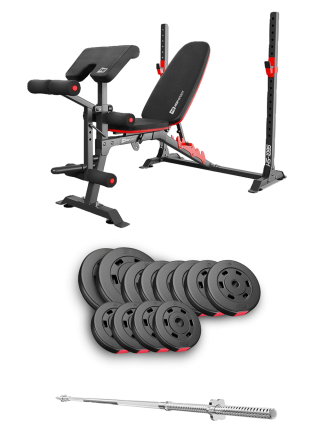 Набір Hop-Sport Premium 69кг з лавою HS-1095 та штангою Киев