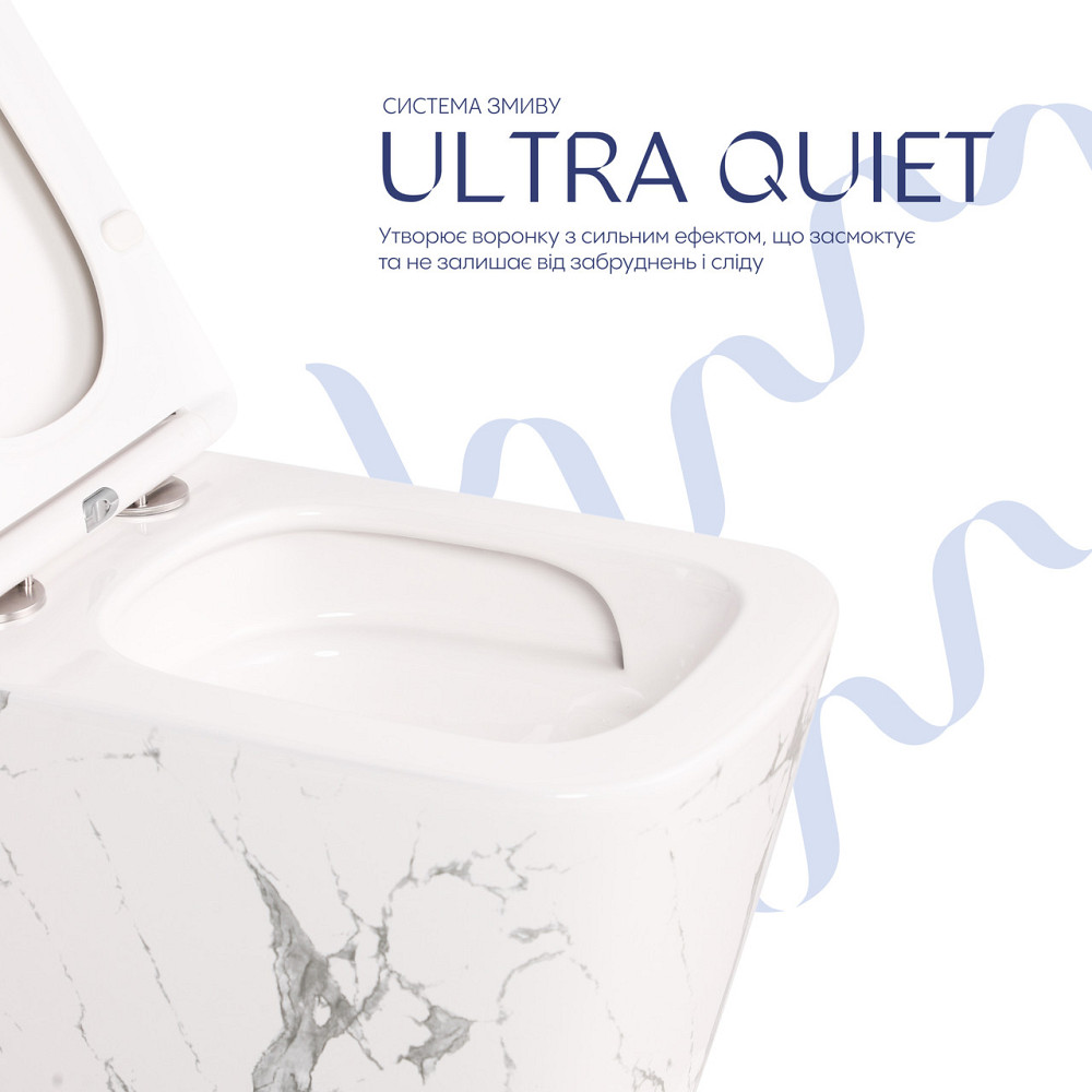 Унітаз підвісний Tern Ultra Quiet 490×365×325 мм, Marble, із сидінням Slim Duroplast/Soft-close/Quick Release QT17332303ASMR Київ - фото 5