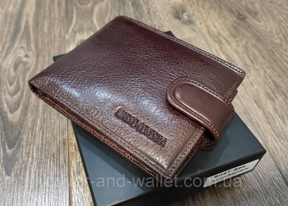 Брендовый мужской кошелек с блоком для документов коричневого цвета Marco Coverna 047-823 Киев - изображение 1