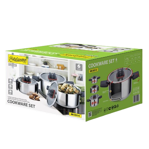 Набір каструль 6 предметів складні ручки MR-3531-6 Maestro Житомир - фото 4