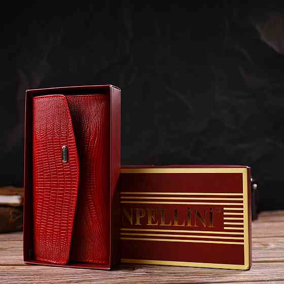 Фактурное женское портмоне из натуральной кожи с тиснением CANPELLINI 21698 Красный Киев