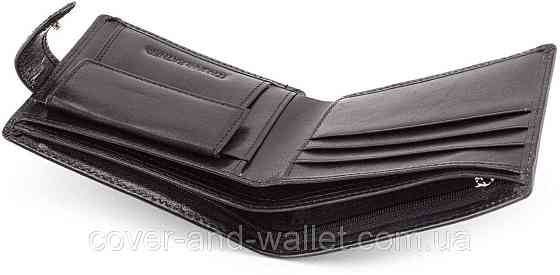 Мужской классический кошелек из черной гладкой кожи ST Leather Киев
