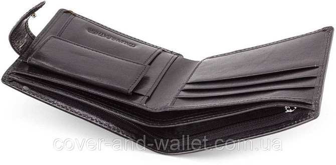 Мужской классический кошелек из черной гладкой кожи ST Leather Киев - изображение 6
