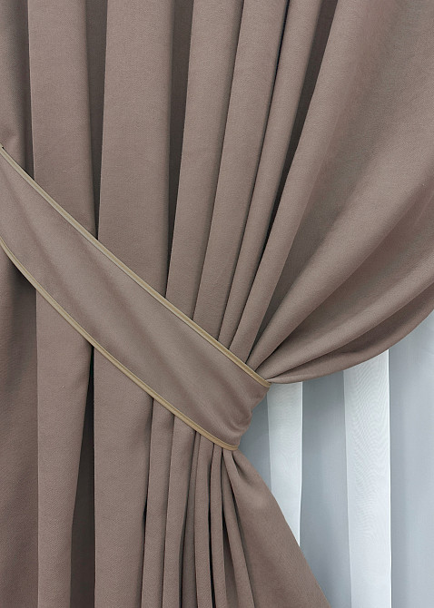 Комплект готовых штор VR-Textil Микровелюр Petek № 1825ш Какао 200х290 см 2 шт (32-147) Киев - изображение 5