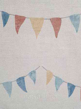 Обои винил на флизелине AS Creation Mia and Paul 0.53х10 детские цирк флажки гирлянды  на сером Киев