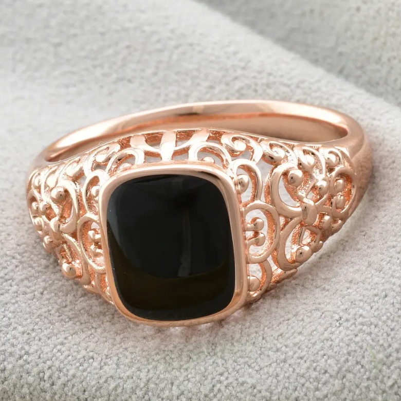 Печатка Xuping Черный Оникс 13709, черная эмаль, позолота РО, ширина 14 мм, размер 19, вес 5,2 г, мужская Киев - изображение 2